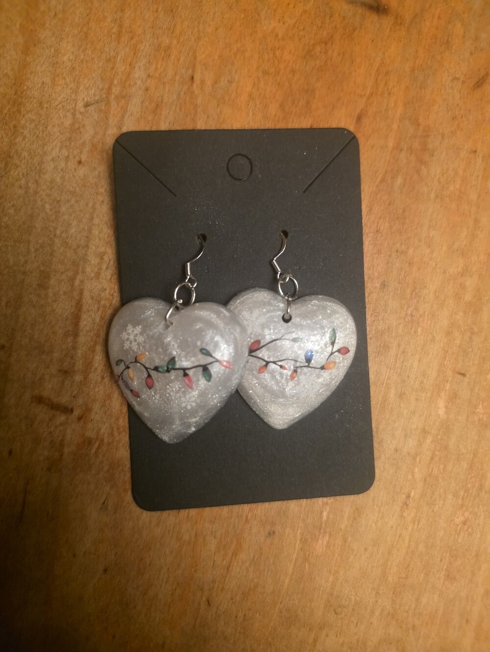 Christmas Glow In The Dark Lights Stainless Steel Resin Holiday Hook Earrings